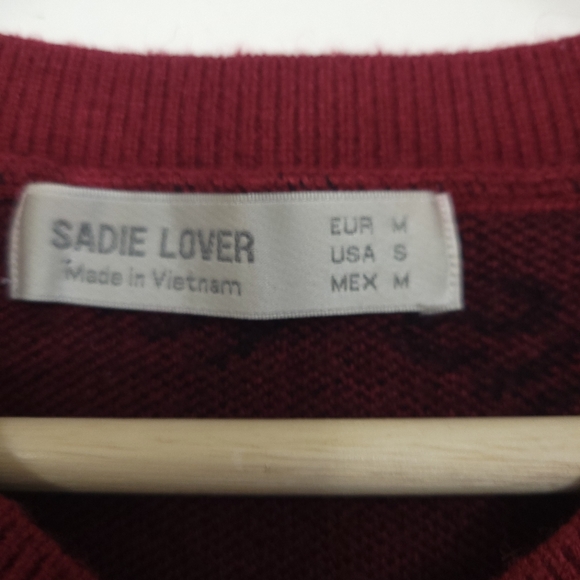 Sadie Lover Raspberry V Neck Sweater, size small - Picture 7 of 12